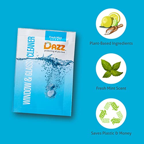 Dazz Window And Glass Cleaner Starter Kit (1 Reusable Spray Bottle, 2 Refills) Natural Cleaning Tablets - Streak Free, Eco Friendly, Non Toxic - Safe For Kids & Pets #TOP1
