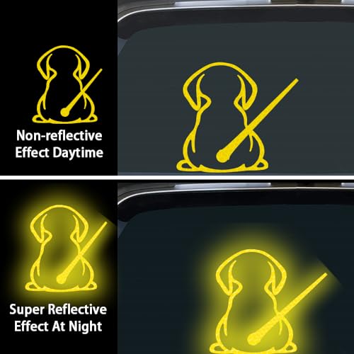 Image of Dog Decal Vinyl Sticker, Rear Wiper Decal Cute Dog Moving Tail Wiper Decals Reflective Stickers Windshield Wiper Stickers Window Wiper Decals Tags for Rear Vehicle Wipers (Yellow)