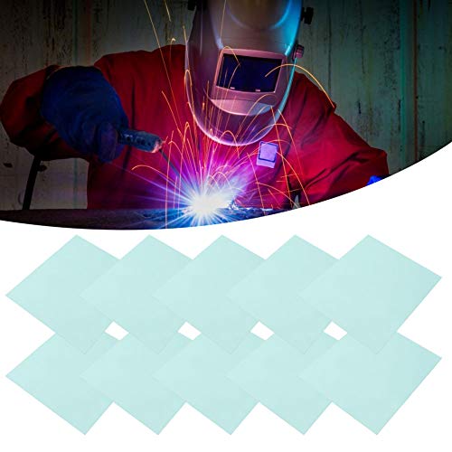 Pissente 10-Pack Welding Helmet Replacement Lens Covers, 5.4x4.8 Inch Polycarbonate Protective Plates, Clear View for Industrial Safety