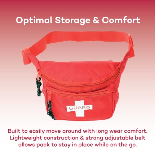 Dealmed Lifeguard Fanny Pack with Logo, E-Z Zipper Design and 3 Pockets, Red