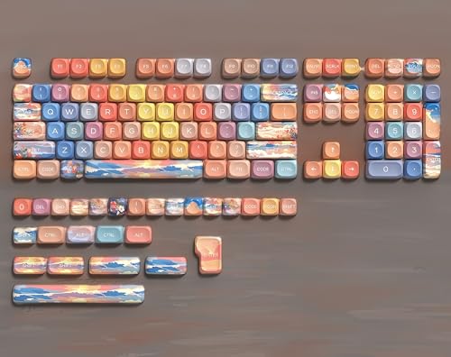 Image of dagaladoo PBT Keyboard Keycaps, Colorful MOA Keycaps,Sunset