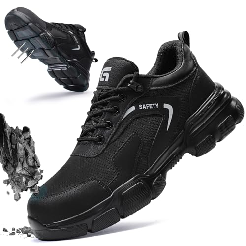 Image of Steel Toe Shoes for Men Lightweight Puncture Resistant Safety Footwear Work Shoes Men Safety Work Shoe Comfortable for Construction Warehouse Jobs