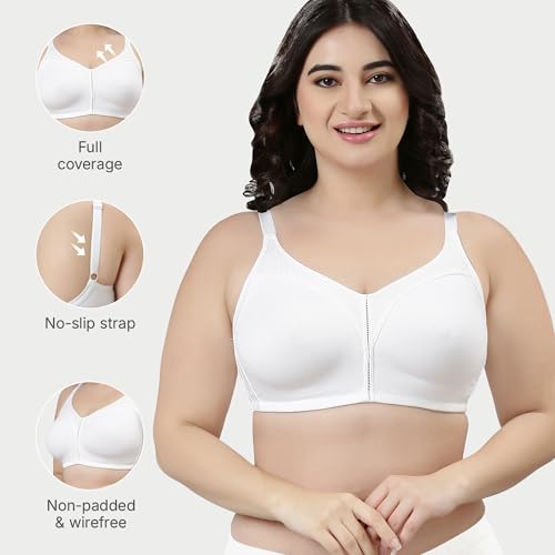 Image of Enamor AB75 M Frame No Bounce Full Support Cotton Bra for Women - Non-Padded Non-Wired & Full Coverage with Cooling Technology | Available in Solid Colours