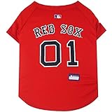 Pets First MLB BOSTON RED SOX Dog Jersey, Large. - Pro Team Color Baseball Outfit