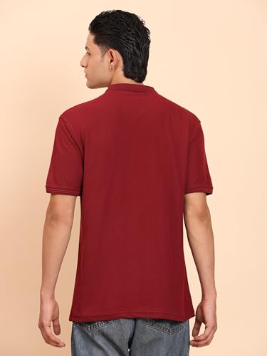 Image of Men's 100% Cotton Polo T-Shirt - Solid Plain Short Sleeve Tee with Classic Collar for Everyday Casual & Smart Wear