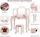 FANTASK Kinderschminktisch aus Holz, Mädchenschminktisch mit Hocker in rosa, Kindertisch mit Schublade & abnehmbarem Spiegel