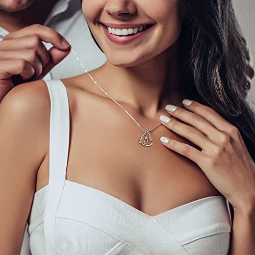Yesteel Rose Heart Initial Necklaces Gifts for Women Teen Girls, Silver Plated Heart Initial Letter Pendant Necklace Jewelry Valentines Mothers Gifts for Her Girlfriend Wife Mom3