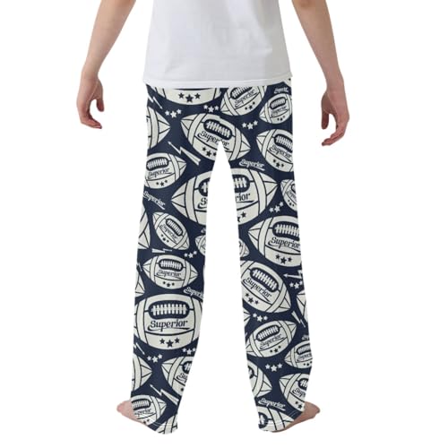 CaTaKu Boys Rugby Ball Star Pants for Boys Girls Wide Leg Sweatpants Kids Long Bottoms with Pockets Size 6-14Y2