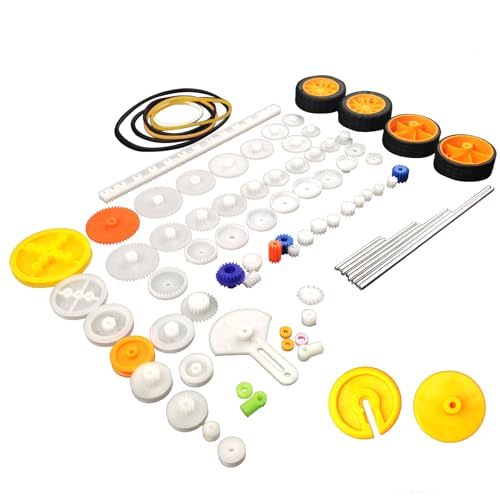 EUDAX 82 pcs Plastic Gear Package Kit - DIY Gear Assortment Accessories Set for Toy Motor Car Robot Various Axle Belt Bushings