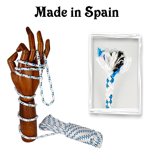Polyester Rope Cord. Paracord. Braided High-Tenacity Nylon Cord. 6MM * 10M, Made in Spain. White with Blue - Image 2