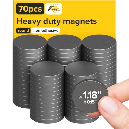 Image of Ultra-Strong Ceramic Round Magnets (1.2x0.15 inch /30x4mm, 70 pcs) - Heavy Duty Magnets, Non-Corrosive, High Thermal Resistance, Versatile For Home, Office, Workshop, Whiteboard, Fridge And Hobby Use