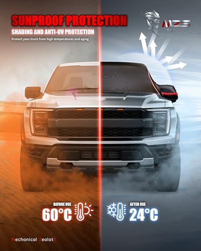 Image of MZS Cab Cover Compatible with F150 F250 Super Crew 2015-2026, 600D Waterproof Truck Half Cover with Driver Door Zipper Antenna Hole, All Weather Rain Snow UV Protection Car Cab Covers