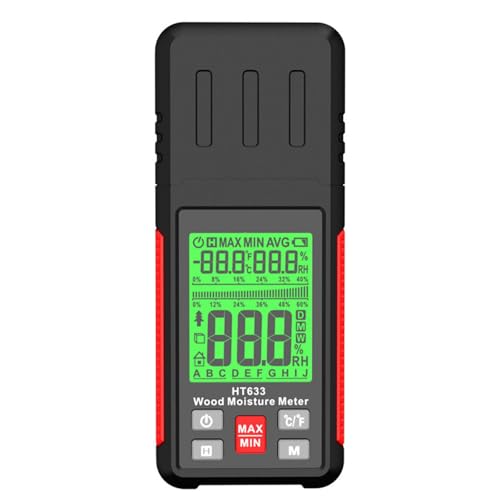 URPIZY HT633 Humidimètre numérique pour bois avec écran LCD, 7 modes de matériau, sonde amovible, mesure de la température et de l'humidité, pour la construction, le travail du bois et l'inspection
