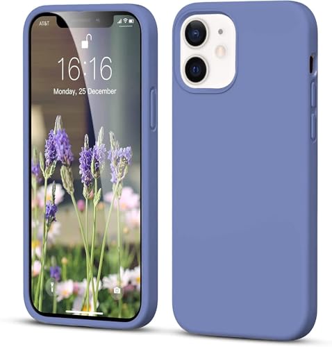 Image of DIZORO Silicone Back Case for iPhone 12 /12 Pro, Soft-Touch Phone Microfiber Silicone Back Cover for iPhone 12 /12 Pro -Lavender