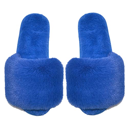 Millffy Women Fluffy Ladies Slippers Faux Wool Fuzzy Slippers Chic Luxurious Open Toed Soft Fur Slippers2