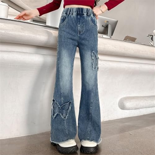 Jeans for Teen Girls Embroidered Denim Wide-Leg High Elastic Waist Y2K Loose Casual Vintage Fashion Pants with Pocket3