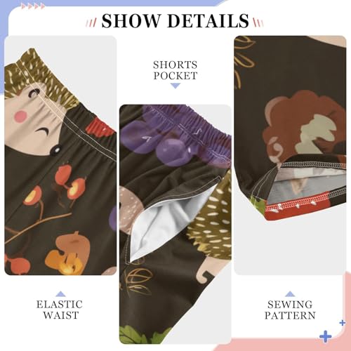 ZZXXB Hedgehog and Fruits Boys Long Pants Soft Trousers Elastic Waist Kids Lounge Bottoms with Pockets S-XL4