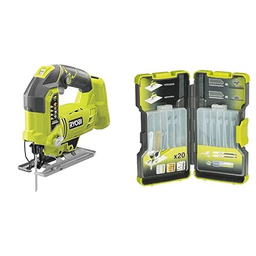 Ryobi R18JS-0 ONE + Scie Sauteuse avec LED, 18 V (Corps Seulement) - Vert/Gris & 4892210113320 Lame Scie Sauteuse, Multicolore