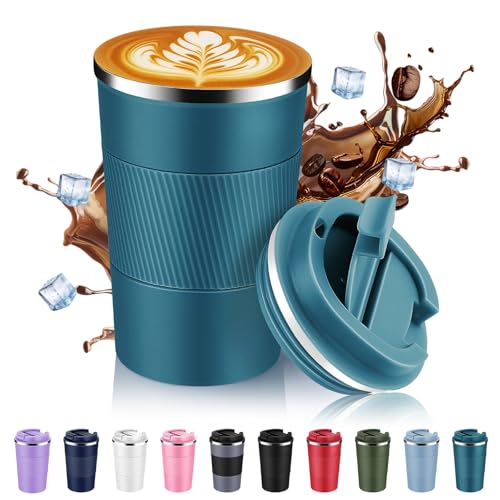 Volhoply 13 oz Stainless Steel Insulated Travel Coffee Mug with Fip Lid