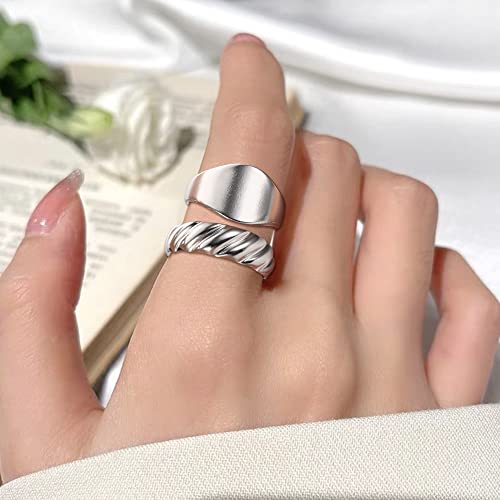 LOLIAS 16 Stück Ringe Set für Damen Edelstahl Knöchel Ringe Stapelbare Offene Daumen Ringe für Frauen Trendy Stapel Ringe Set Minimalistischer Fingerringe Damenring Set Silber
