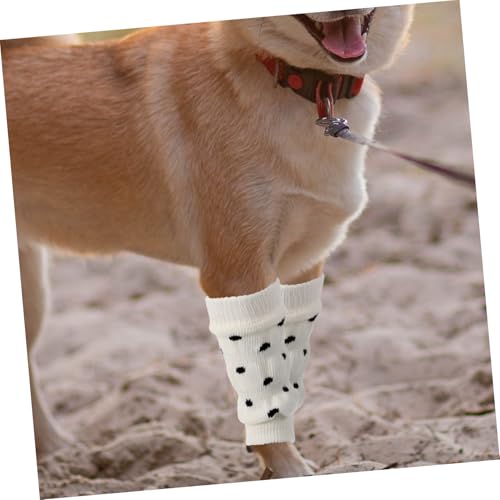 VERDANVERSE 4 StüCk Gestrickte BeinwäRmer FüR Hunde Weiche Baumwolle Haustierbeinsocken Ellbogenschutz Und Sprunggelenkabdeckungen FüR Outdoor Schutz Gegen Schmutz Und KäLte und 11 x 5 x 1 cm