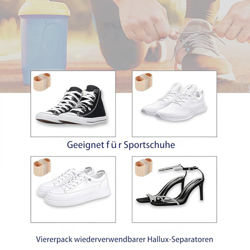 Apaichang Zehenspreizer Hallux Valgus 4 Stück, Silikon Großzehenvalguskorrektur mit Zwei Ringen, überlappender Zehentrenner, Hammerzehenkorrektur,Toe Separator für Hallux Valgus Korrektur Frauen Männe