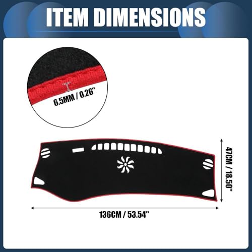 Alfombrilla para salpicadero de Buick Envision 2014-2017 funda protectora negra con borde rojo 2
