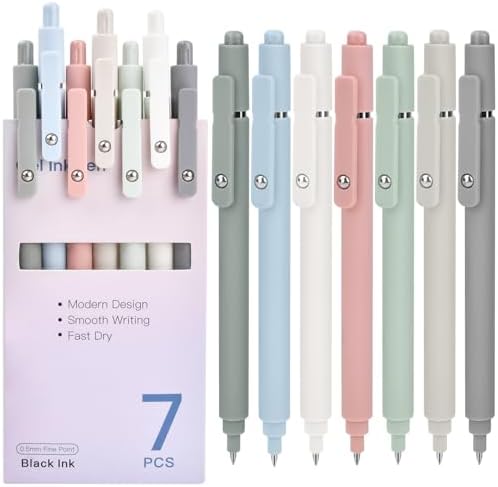 Stocking Stuffers for Women: 7 Pcs Gel Pens 0.5mm Quick Dry Black Ink Fine Point Smooth Writing Pens High-End Series Ballpoint for Office School Supplies Christmas Gifts for Women Girls Nurse Teacher