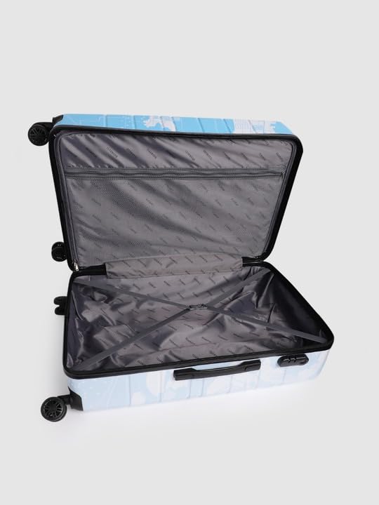 Image of TEAKWOOD LEATHERS Twin Printed Hardside Trolley 360 Degree 8 Roating Wheels, Trolley Bag for Travel (Blue, Large)