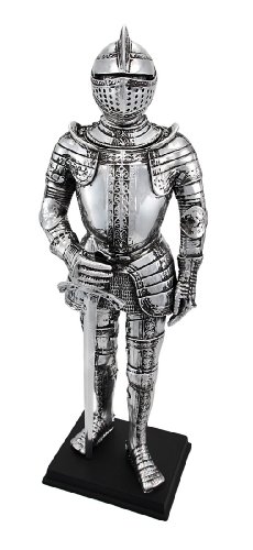 Black Friday Sale 2022 Veronese Silver Finish Medieval Knight In Armor Statue Figure Armour