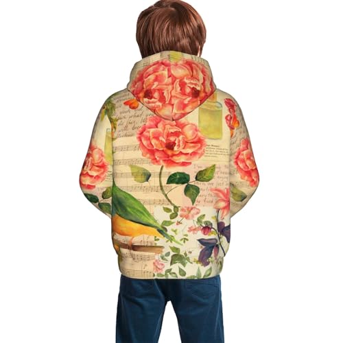 Vintage Bird Kid Hoodies Boys Sweatshirts Girls Pullover with Pocket4