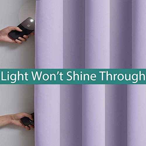 Image of Yakamok Lilac 100% Blackout Patio Door Curtain Panels W100 x L84,1 Panel | Noise Reducing Barrier Panel for Sliding Glass Door, 2 Thick Layers Heat Full Light Blocking Patio Door Drapery