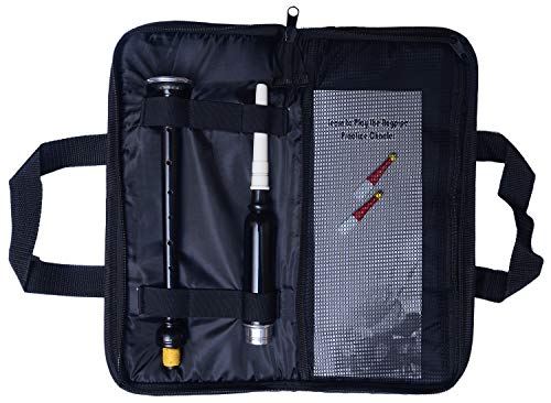 Brand New Great Highland Bagpipe Practice Chanter Brown, Silver Mount, Bag, Tutor Book, Reeds (Black)