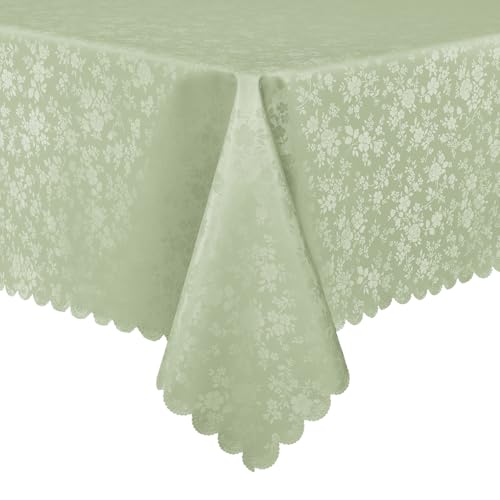 Image of Smiry Rectangle Table Cloth, Waterproof Heavy Duty Vinyl Tablecloths, Wipeable Washable Table Cover for Kitchen and Dining Room (Grass Green, 60 inch X 84 inch)