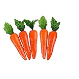 UQUABESO 5 Pack Artificial Carrots, Plastic Simulation Carrot Fruits Fake Vegetables Carrot for Home Kitchen Shop Supermarket Photography Props Decoration