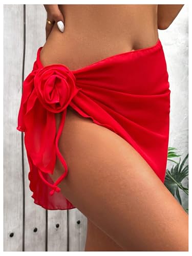 GORGLITTER Women's Beach Sarong Wraps Coverups Floral Sheer Tie Side Swim Bathing Suit Skirts2