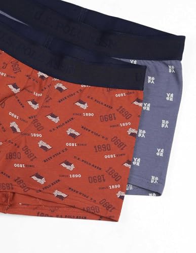 Image of U.S. Polo ASSN. Mens OET16 Cotton Stretch Brand Printed Underwear Trunks - Pack of 2