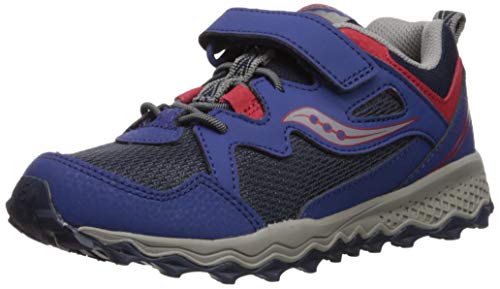 Saucony Boys' Peregrine Shield 2 A/C Sneaker, Navy/Red, 7 W US Big Kid