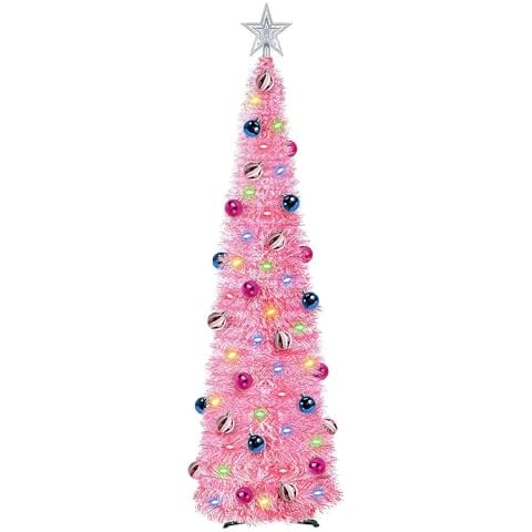 5Ft Collapsible Tinsel Christmas Tree with Lights Cover