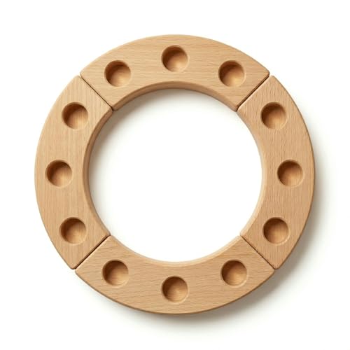 GLOWYBOX Geburtstagsring Kerzenkranz Holz hell Geburtstagskerzenhalter Kerzenhalter für Geburtstagstisch Deko Kleiner Kerzenring für Geburtstagskerzen Jahreszeitenring Holzring für Kindergeburtstag