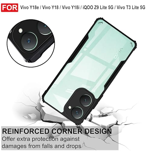 Image of Amazon Brand - Solimo Back Case Cover for Vivo Y18e | Compatible for Vivo Y18e Back Case Cover | Clear Case with Camera Protection | (TPU + PC | Matte Black)