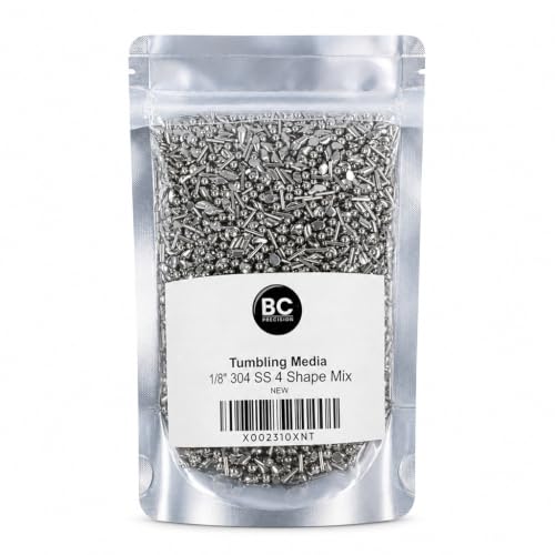 BC Precision 1/8" Stainless Steel Tumbling Media, 4 Shape Mix, 2 lb Pack