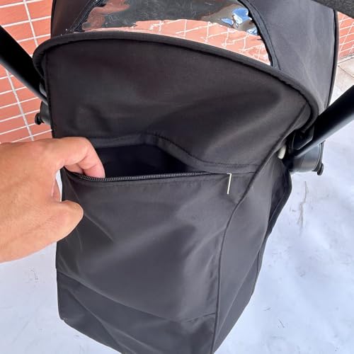 Image of Baby Stroller Seat Cushion and Canopy Compatible with Babyzen YOYO 2 and YOYO+, Pushchair Accessories Replacement Kit, Waterproof Double-Layer Fabric (Black)