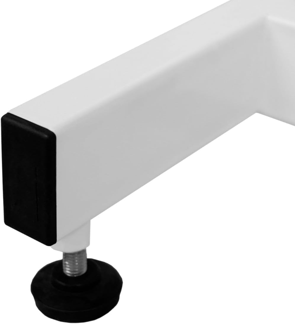 Tavolo Idraulico Toelettatura Cani - Altezza 55-101 cm, Capacità 180 kg, Bianco - Piano Grigio, Antiscivolo 106x61 cm, Acciaio Bianco, Piedini Livellanti, 3 Guinzagli