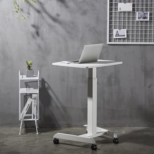 JIN OFFICE Cast Iron Laptop Table Pneumatic|Hydraulic Sit Stand Laptop Table With Wheels & Foot Pedal For Height Adjustment|Portable Laptop... - Image 3