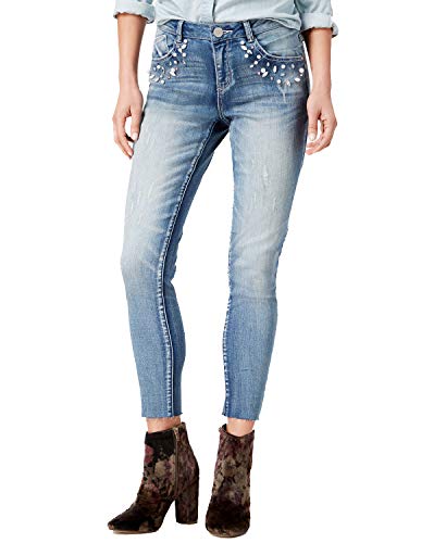 Juniors Embellished Cropped Skinny Jeans Blue 5
