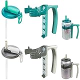 DIPESI Soda Can Lids and Holders for 12oz Cans – 2 Can Covers with Straw + 2 Can Holder with Handle – For Soda, Beer, Pop – Easy to Hold, Leak-Free