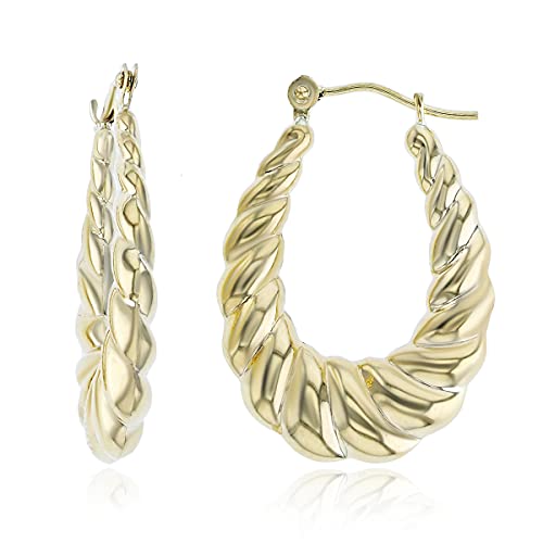 14K Yellow Gold High Polished Shrimp Twisted Hoop Earrings with Hinged Clasp | Various Sizes | Earrings For Sensitive Ears | Solid Gold Earrings For Women4