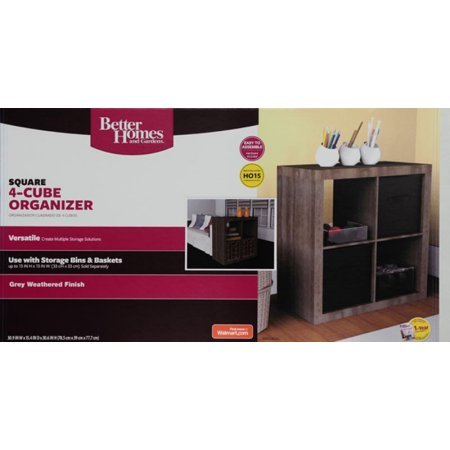 Better Homes And Gardens Versatile Square 4-Cube Organizer, Multiple Colors (Rustic Gray) #TOP2