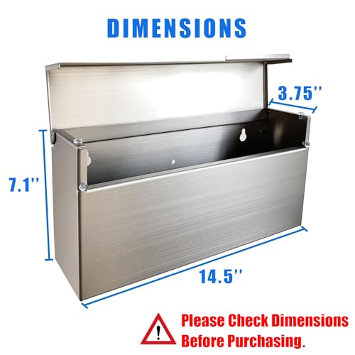 Image of Stainless Steel Wall-Mount Outdoor Mailbox with Rain Cover | Large-Capacity Mailbox for Homes, Apartments & Offices with Secure Front Access & Weather-Resistant Design, Silver
